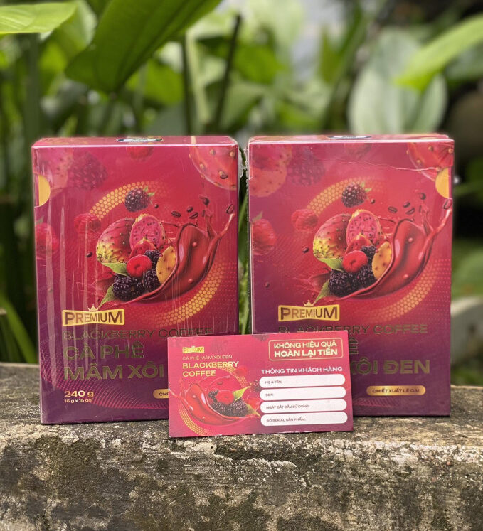 Cà Phê Mâm Xôi Đen Premium Blackberry Coffee Hộp (15 gói)