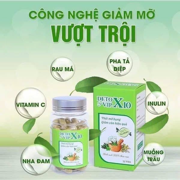 Detox Vip X10 chính hãng| Giúp thải mỡ bụng- giảm cân hiệu quả