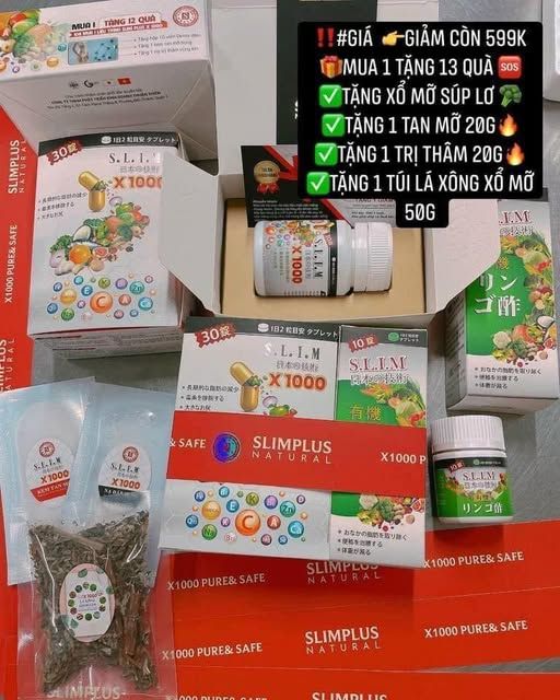 Giảm cân Slim X1000 chính hãng phiên bản mới| Tặng xổ mở thải mỡ bụng