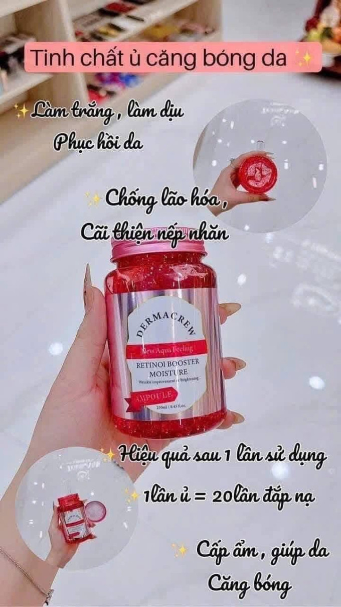 Retinol kích thích sản sinh tế bào mới, hỗ trợ tăng collagen, làm mờ nếp nhăn và dấu hiệu lão hóa.
