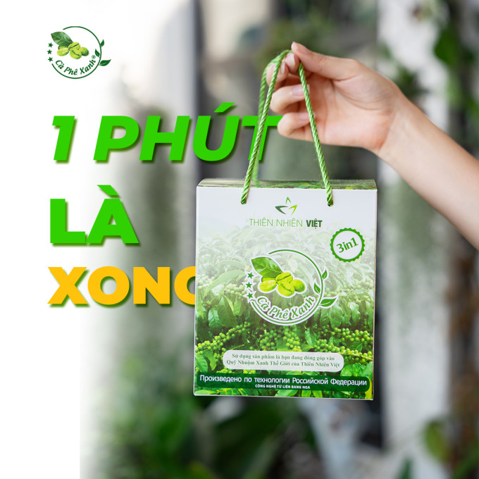 Cà phê xanh Thiên Nhiên Việt chính hãng –Hộp 30 gói| Hỗ trợ giảm mỡ, không mệt