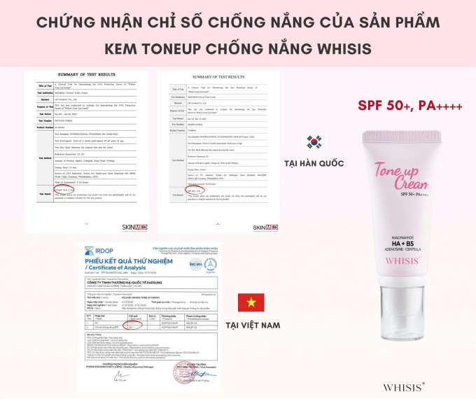Kem Tone Up Chống Nắng WHISIS SPF 50+ PA++++ có tốt không?