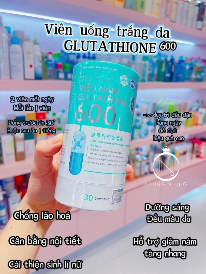 Viên nám Glutathione 600 Dr Lacir -Hàng mới – chuẩn từ nhà sản xuất