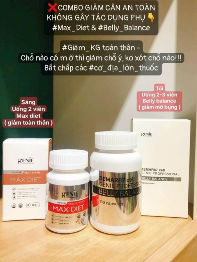 Combo giảm cân MAX DIET GENIE Hàn Quốc và DEMAR87 GENIE
