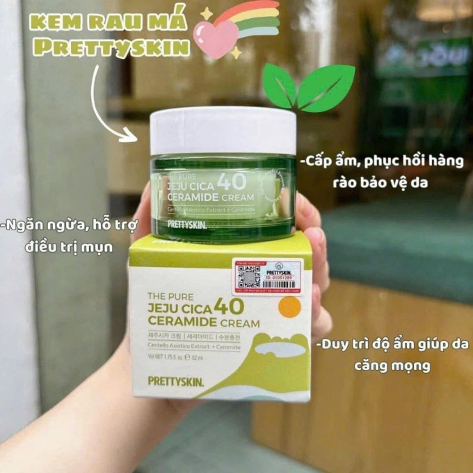 Kem Dưỡng Rau Má Prettyskin The Pure Jeju Cica 40 Ceramide Cream