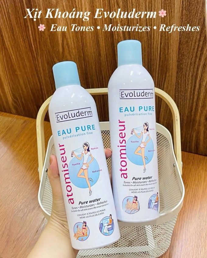 Xịt khoáng Evoluderm giúp dưỡng ẩm cấp nước và làm dịu làn da 400ml