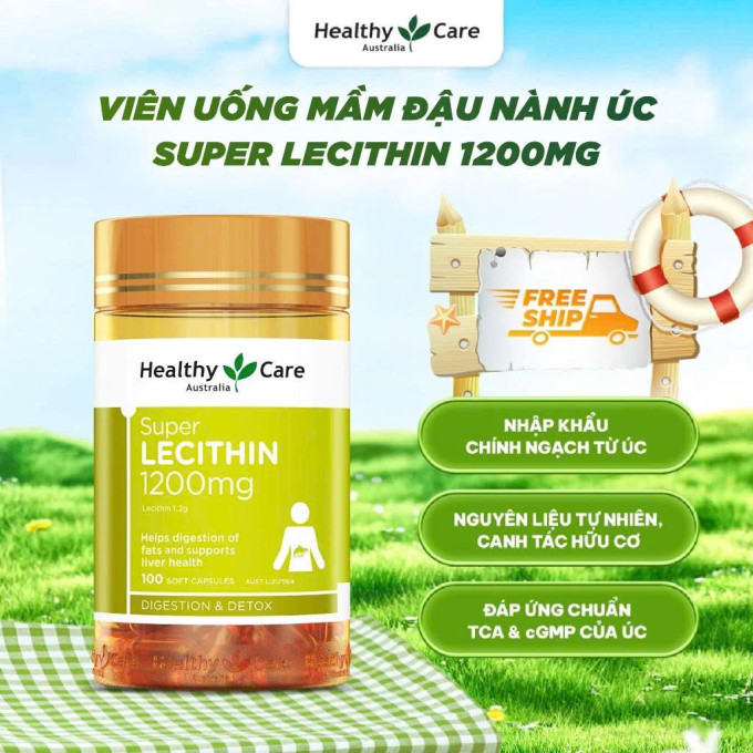 Mầm Đậu Nành Úc Healthy Care Super Lecithin 1200mg 100 Viên -Hỗ Trợ Chăm Sóc Sức Khỏe