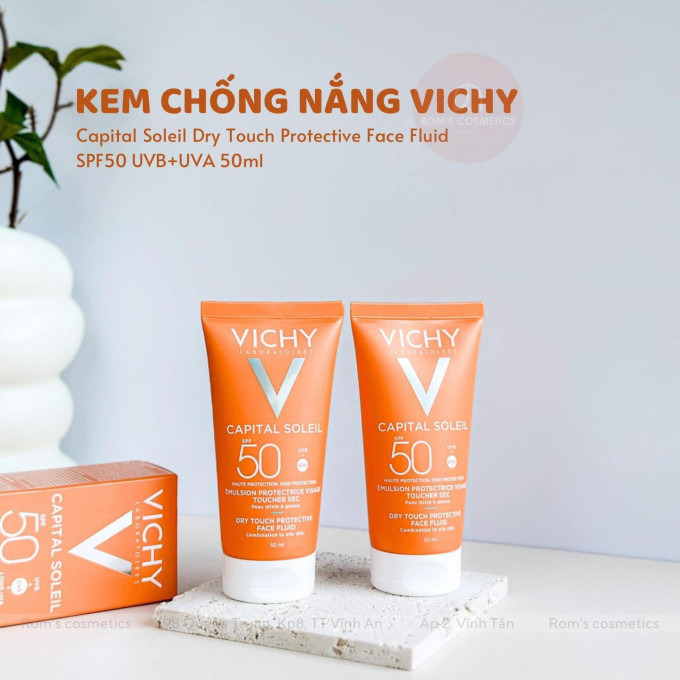 Kem chống nắng Vichy Capital Soleil Dry Touch Face Fluid SPF50 PA+++ UVA + UVB 50ml chính hãng