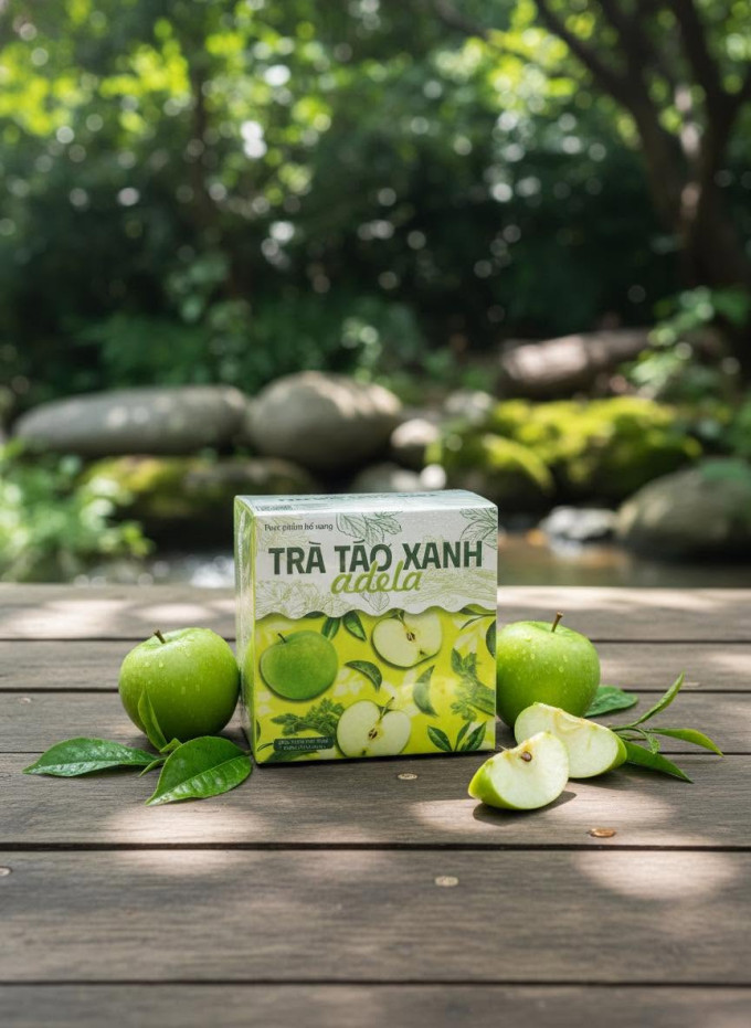 Trà Táo Xanh Adela có hương táo dịu nhẹ, dễ pha và có thể dùng nóng hoặc lạnh tùy theo sở thích