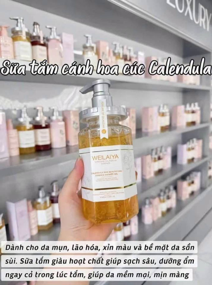 Weilaiya Sữa Tắm Hoa Cúc Calendula 450ml - Làm Sạch Dịu Nhẹ, Dưỡng Da Mềm Mịn, Lưu Hương Sang Trọng