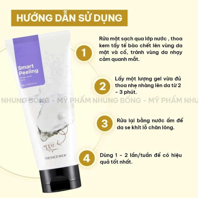 Cách sử dụng Tẩy Da Chết Ngọc Trai The Face Shop White Jewel Peeling Gel