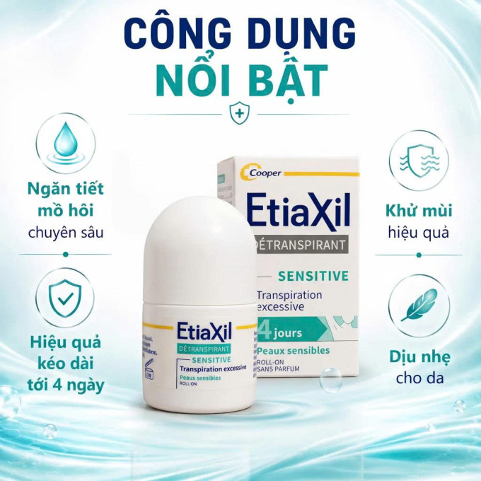Lăn Khử Mùi Etiaxil Cho Da Nhạy Cảm 15ml – Hỗ Trợ Kiểm Soát Mồ Hôi