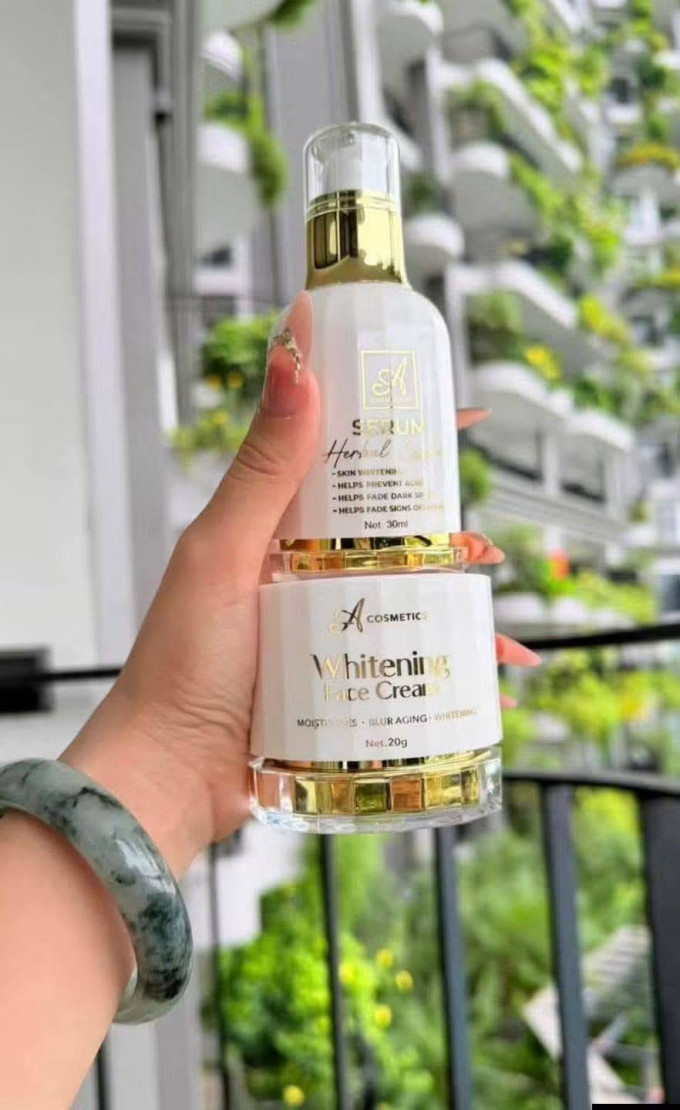 Combo Dưỡng Trắng Da A Cosmetics – Kem Face Pháp + Serum Herbal Essence