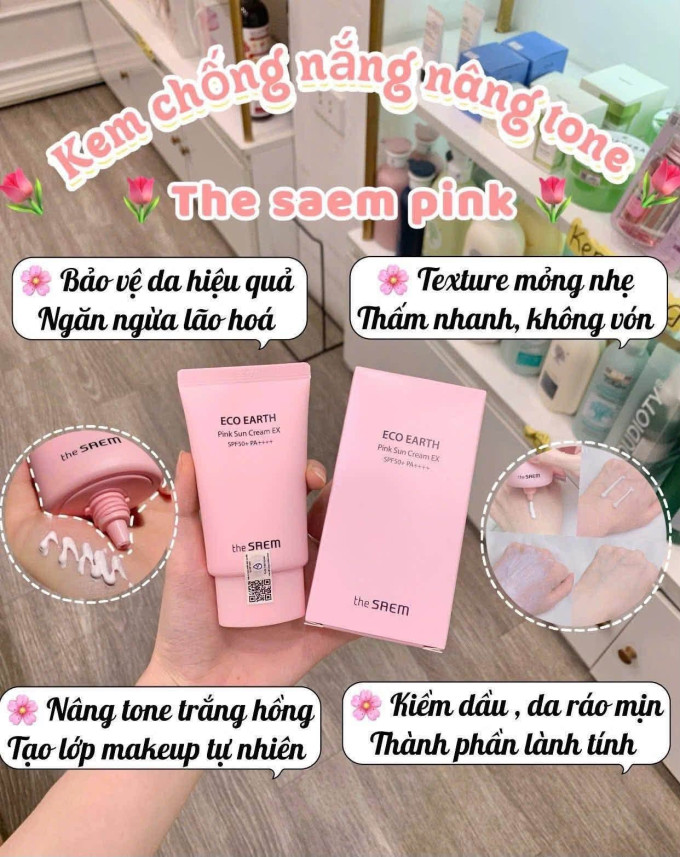 Kem Chống Nắng The Saem Hồng Pink Sun Cream EX SPF50+/PA++++ 50g