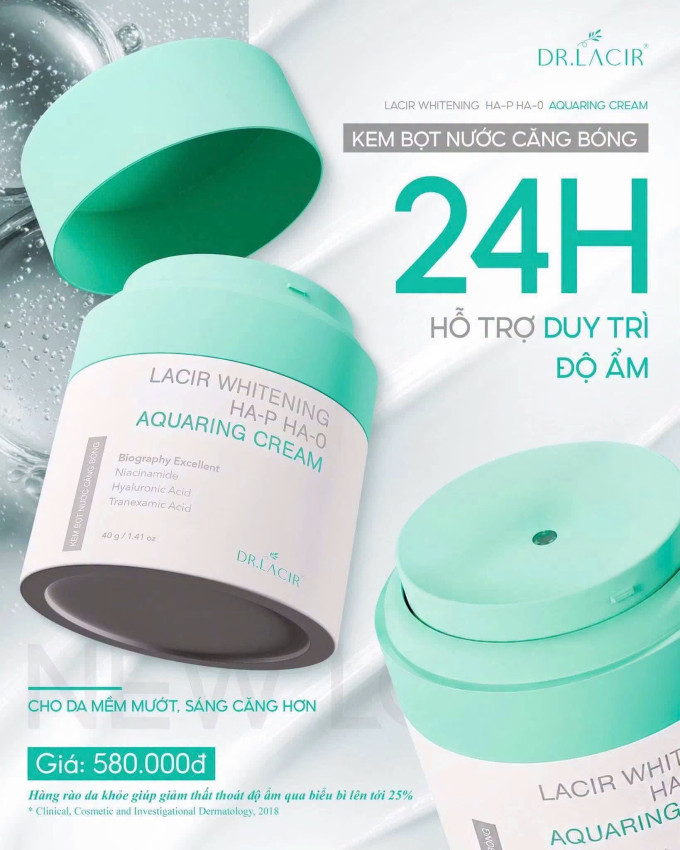 Kem dưỡng da ban đêm Dr Lacir Whitening HA-P HA-O Aquaring Cream 40g