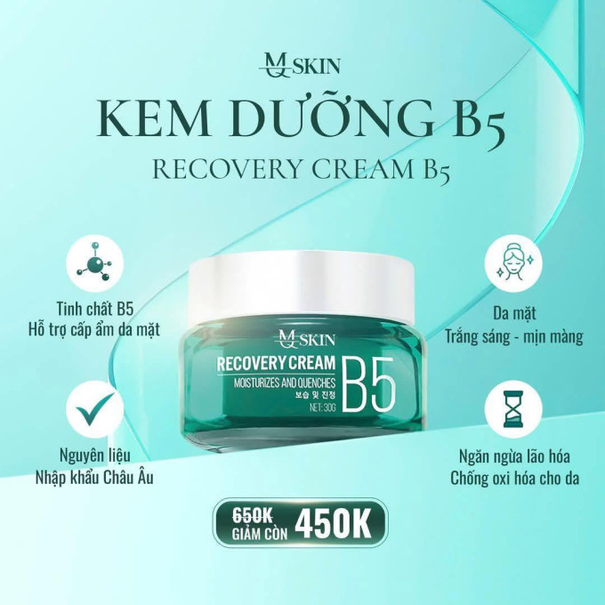 Kem phục hồi B5 MQ SKIN Recovery Cream 30g – Dưỡng ẩm, làm dịu và chăm sóc da