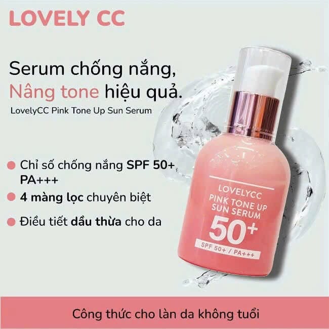 Serum Chống Nắng Nâng Tông Lovelycc Pink Tone Up SPF 50+ 30ml