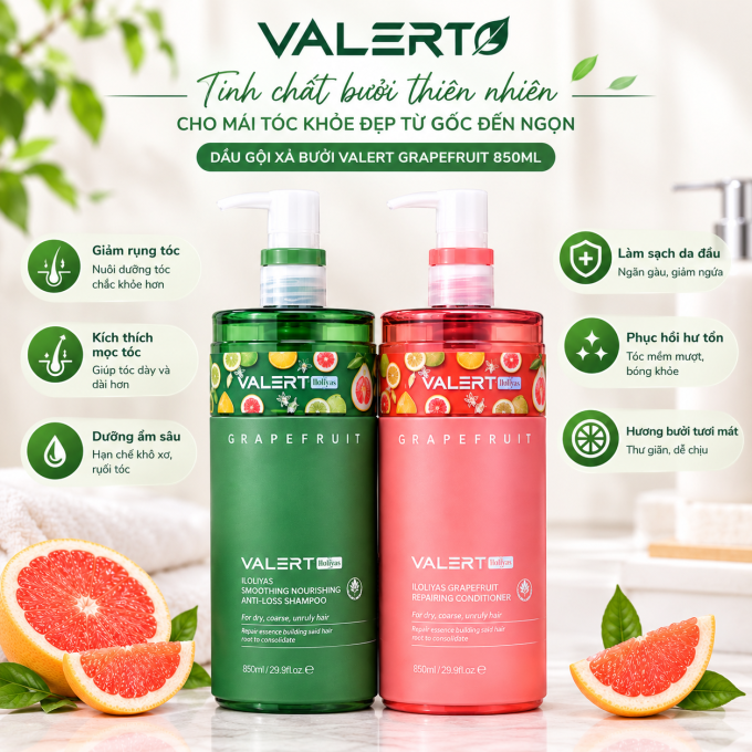 Mua dầu gội xả bưởi Valert Grapefruit 850ml chính hãng tại Havina Beauty