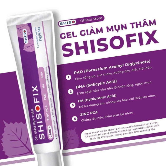 Gel Giảm Mụn Thâm SHISOFIX 15g – Hỗ Trợ Chăm Sóc Da Mụn Và Thâm
