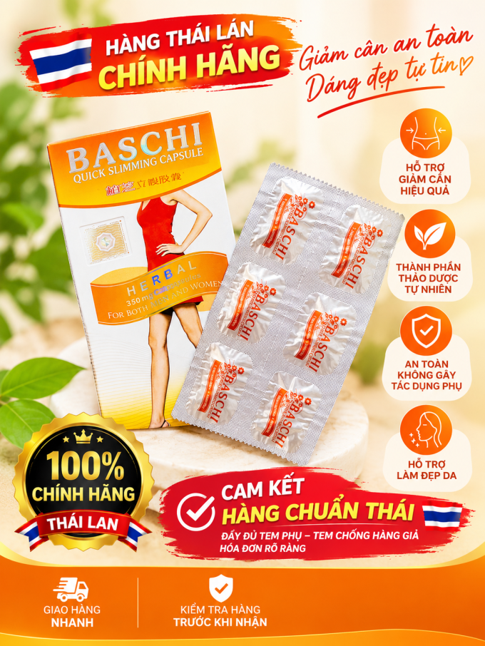 Giảm Cân Baschi Cam Chính Hãng Thái Lan – Hộp 30 Viên