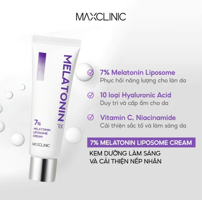Kem Melatonin 7% Maxclinic 50ml – Dưỡng Ẩm, Hỗ Trợ Làm Sáng Da