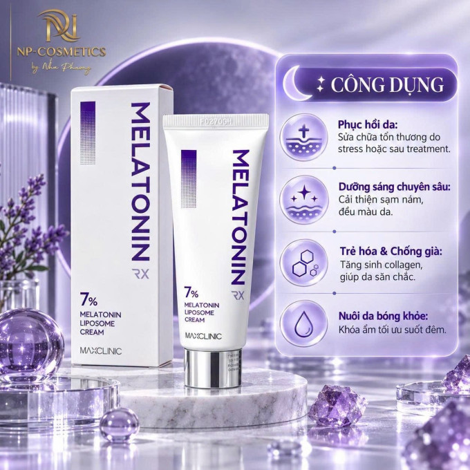 Kem Melatonin 7% Maxclinic 50ml – Dưỡng Ẩm, Hỗ Trợ Làm Sáng Da