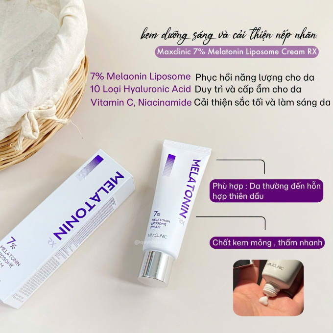Kem Dưỡng Hỗ Trợ Làm Sáng Và Cải Thiện Nếp Nhăn 7% Melatonin Liposome Maxclinic Cream 50ml