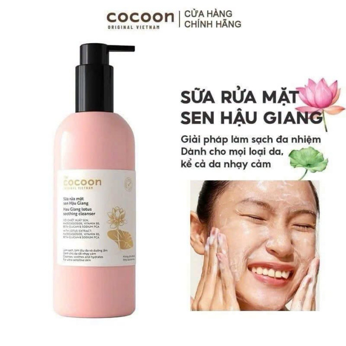 Sữa Rửa Mặt Sen Hậu Giang Cocoon 310ml – Làm Sạch Dịu Nhẹ Cho Da Nhạy Cảm